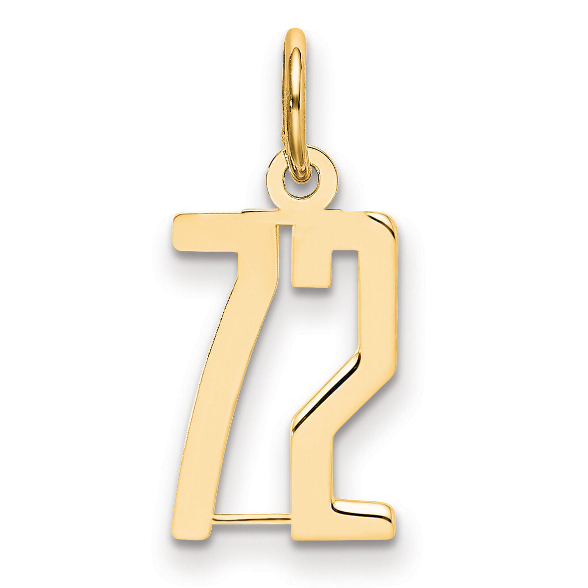 14k Small Elongated Number 72 Charm-LES72