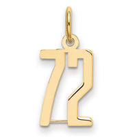 14k Small Elongated Number 72 Charm-LES72