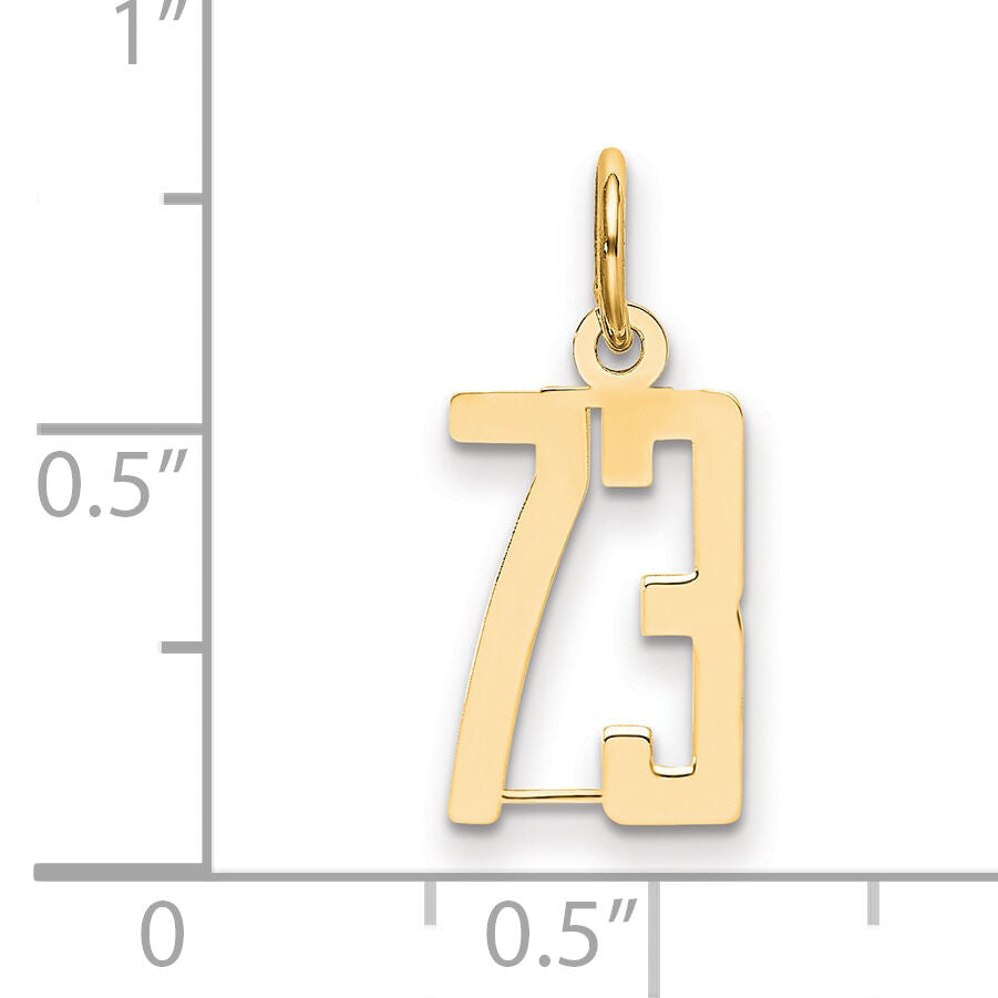 14k Small Elongated Number 73 Charm-LES73