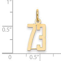 14k Small Elongated Number 73 Charm-LES73