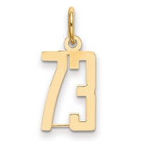14k Small Elongated Number 73 Charm-LES73