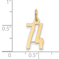 14k Small Elongated Number 74 Charm-LES74