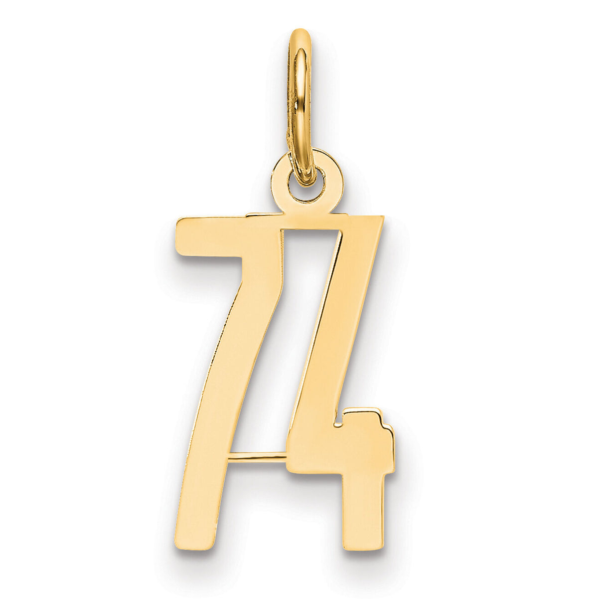14k Small Elongated Number 74 Charm-LES74