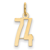 14k Small Elongated Number 74 Charm-LES74