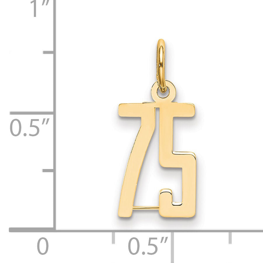 14k Small Elongated Number 75 Charm-LES75