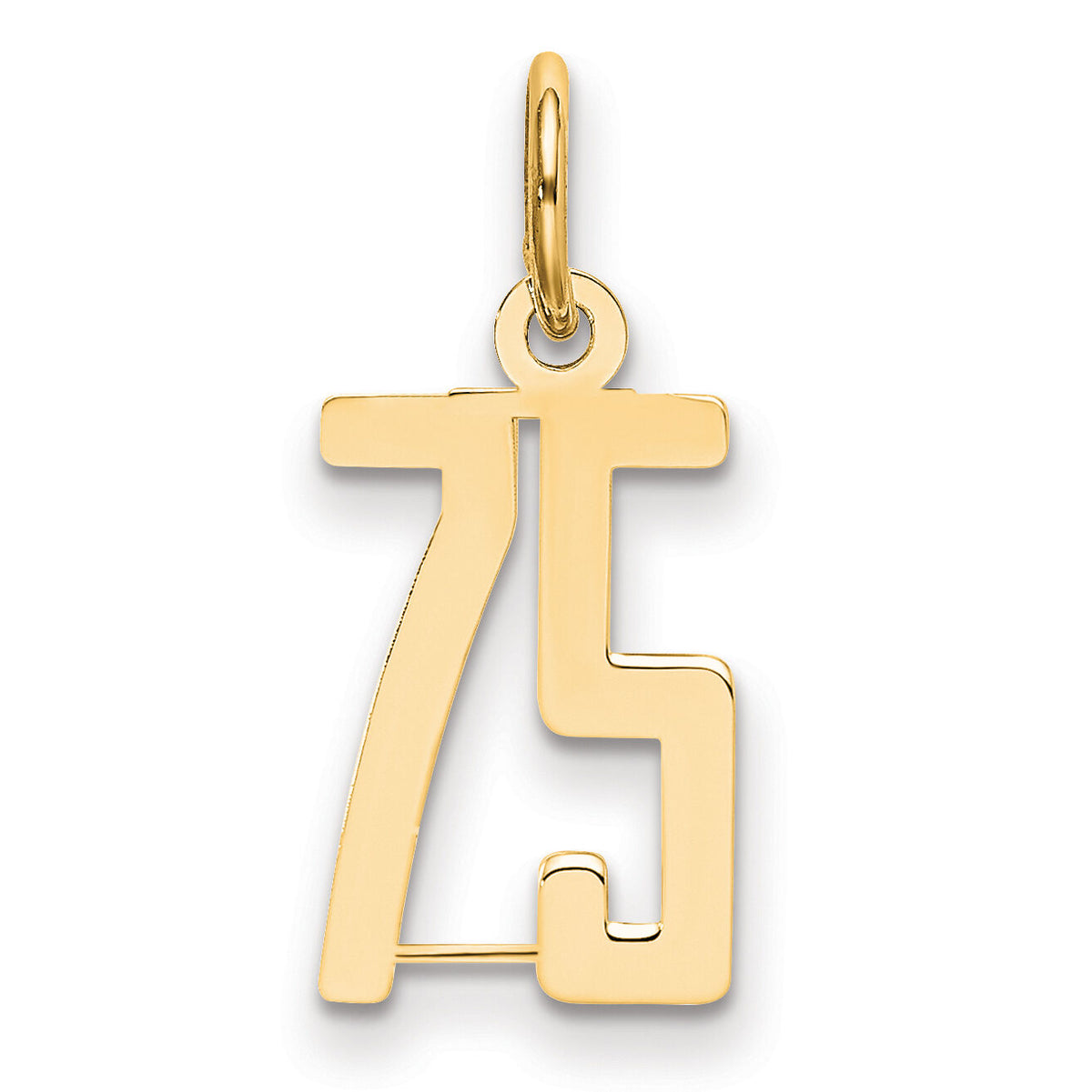 14k Small Elongated Number 75 Charm-LES75
