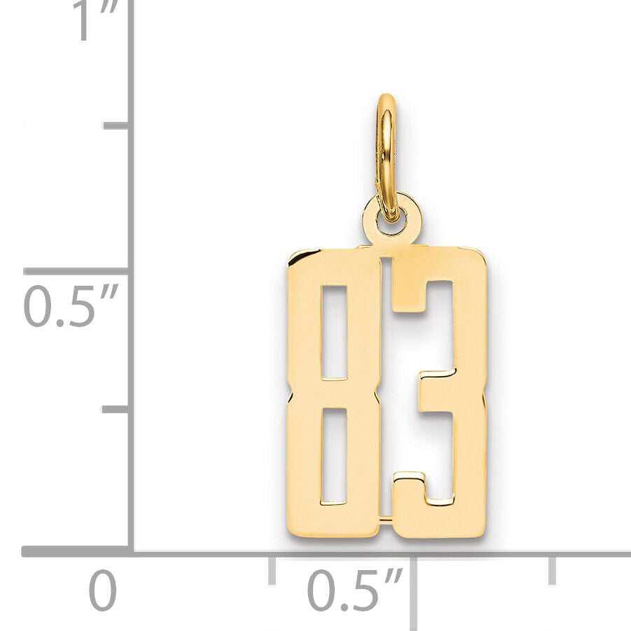 14k Small Elongated Number 83 Charm-LES83