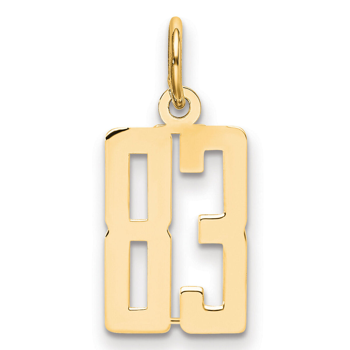 14k Small Elongated Number 83 Charm-LES83