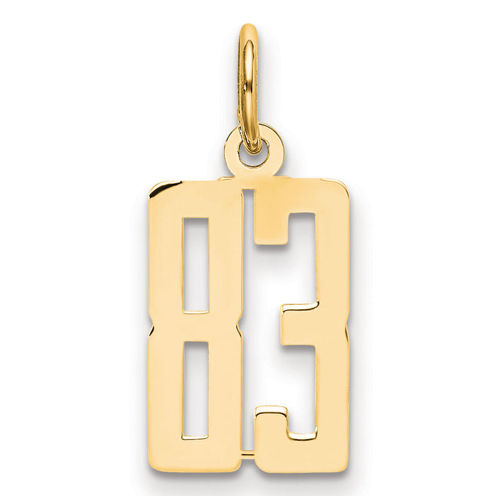 14k Small Elongated Number 83 Charm-LES83