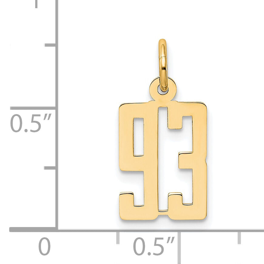14k Small Elongated Number 93 Charm-LES93