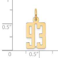 14k Small Elongated Number 93 Charm-LES93