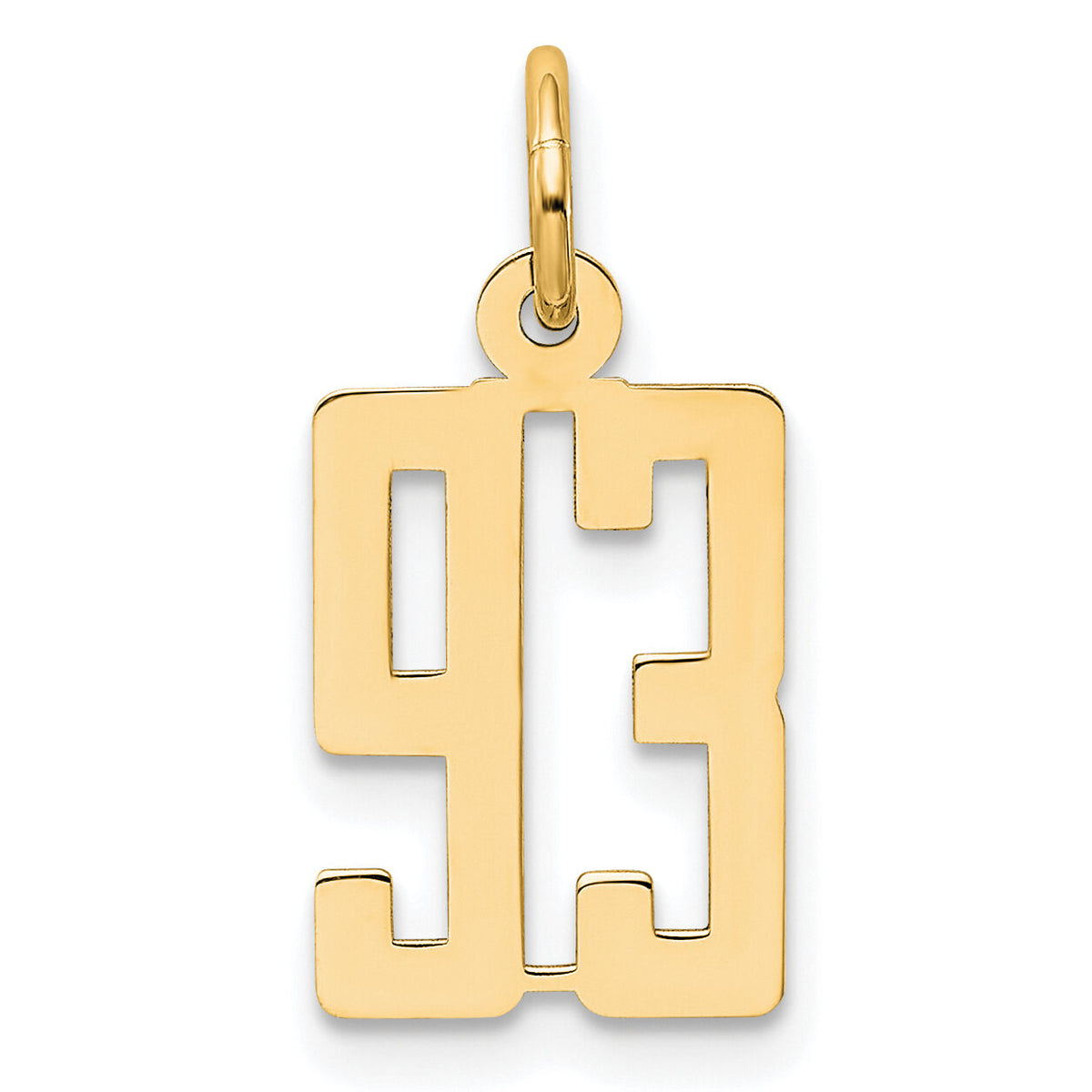 14k Small Elongated Number 93 Charm-LES93