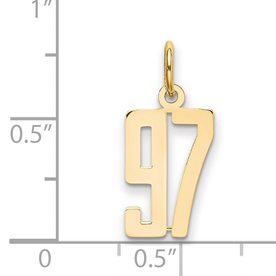 14k Small Elongated Number 97 Charm-LES97