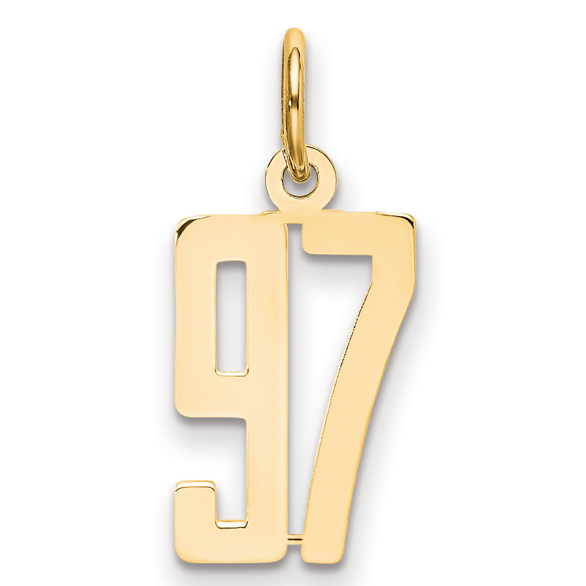 14k Small Elongated Number 97 Charm-LES97