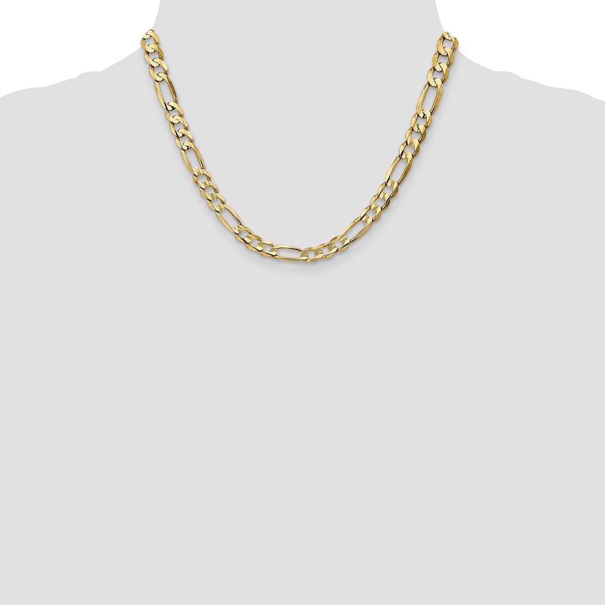 14k 6.75mm Concave Open Figaro Chain-LFG180-18