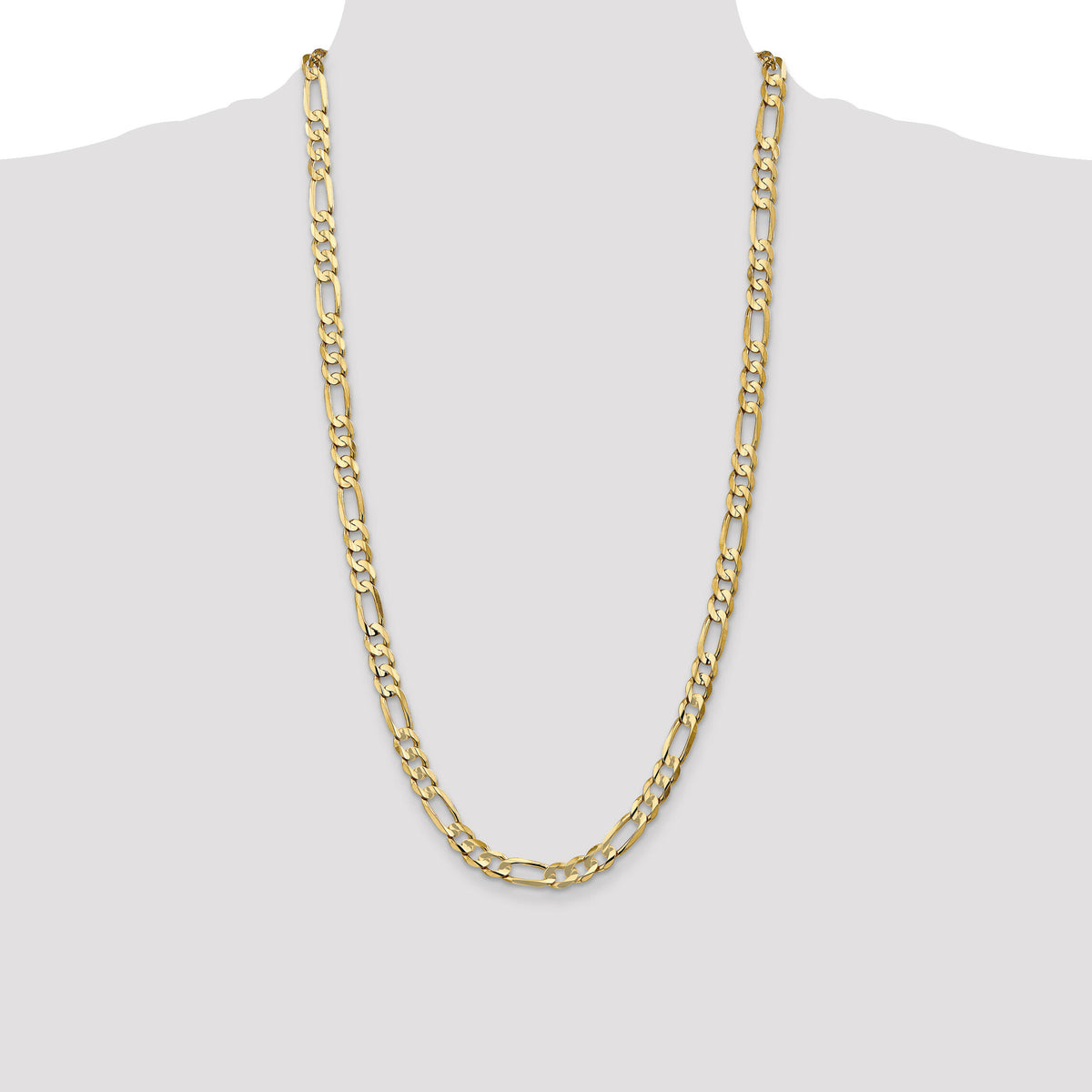 14k 6.75mm Concave Open Figaro Chain-LFG180-28