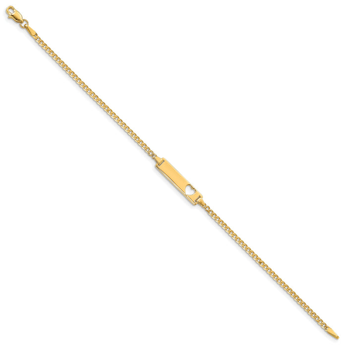 14k Cut-out Heart Curb Link ID Bracelet-LID10-7