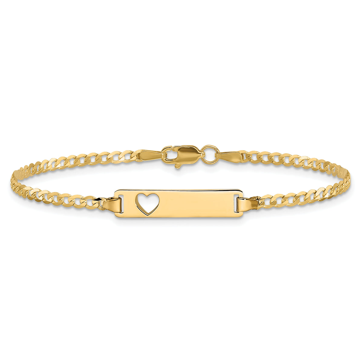 14k Cut-out Heart Curb Link ID Bracelet-LID10-7