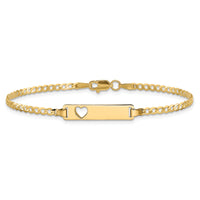 14k Cut-out Heart Curb Link ID Bracelet-LID10-7