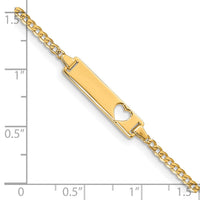 14k Cut-out Heart Curb Link ID Bracelet-LID10-7
