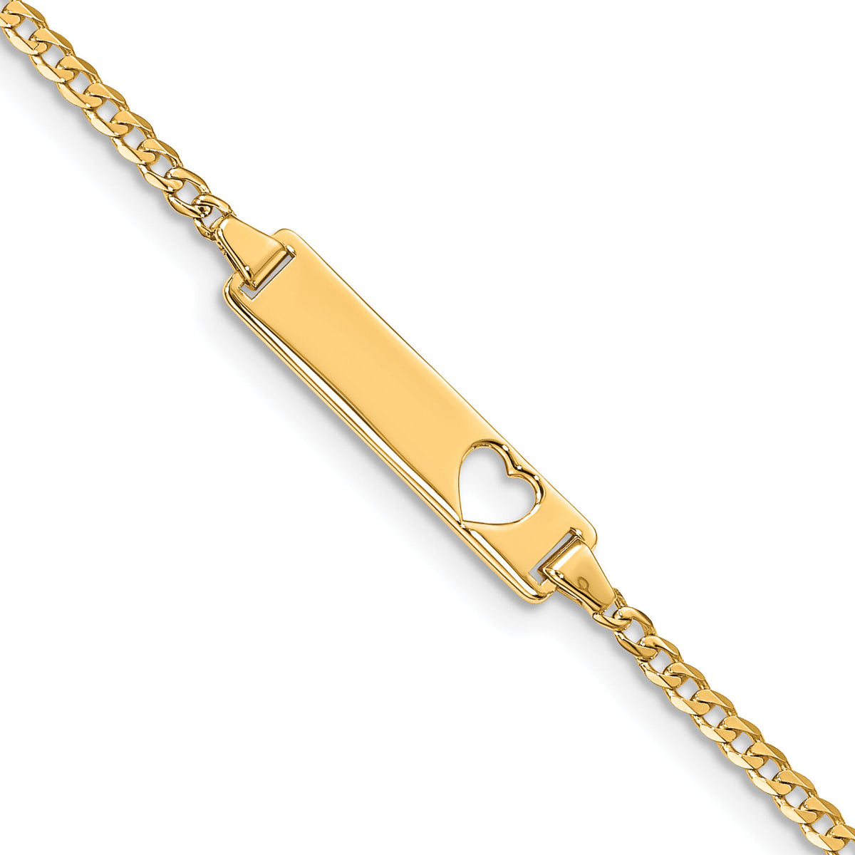 14k Cut-out Heart Curb Link ID Bracelet-LID10-7