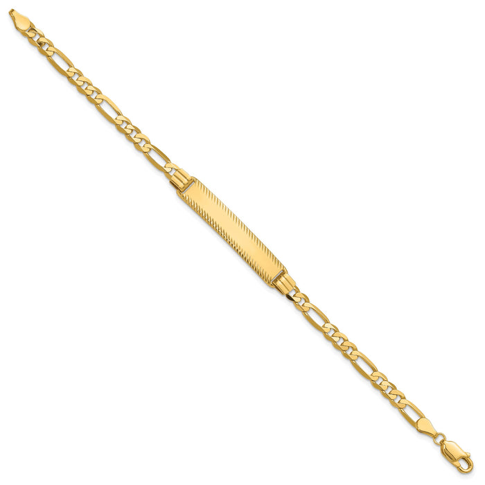 14k Figaro Diamond Cut ID Bracelet-LID100-8