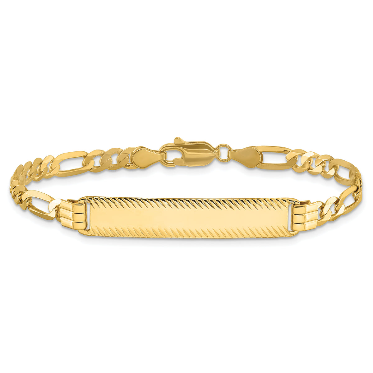 14k Figaro Diamond Cut ID Bracelet-LID100-8