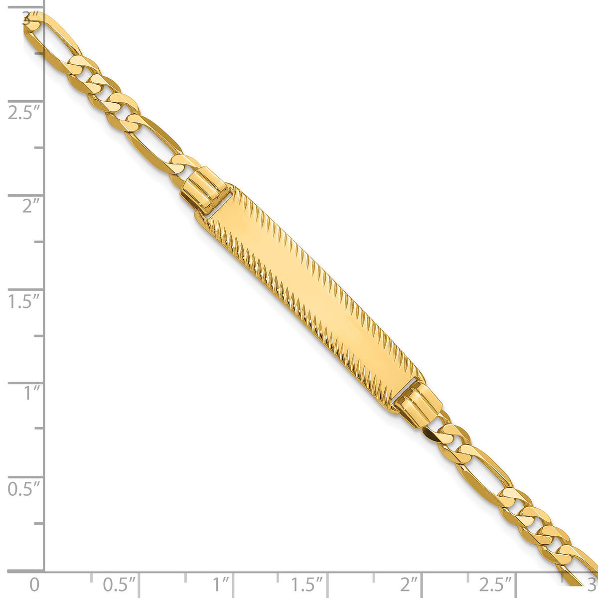 14k Figaro Diamond Cut ID Bracelet-LID100-8
