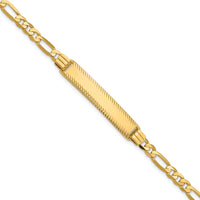 14k Figaro Diamond Cut ID Bracelet-LID100-8
