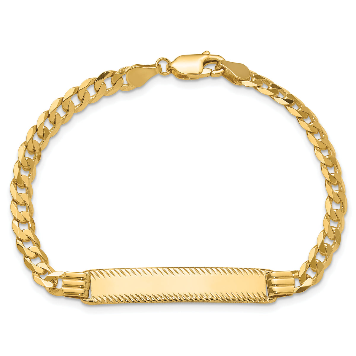 14K Curb Link Diamond Cut ID Bracelet-LID101-7
