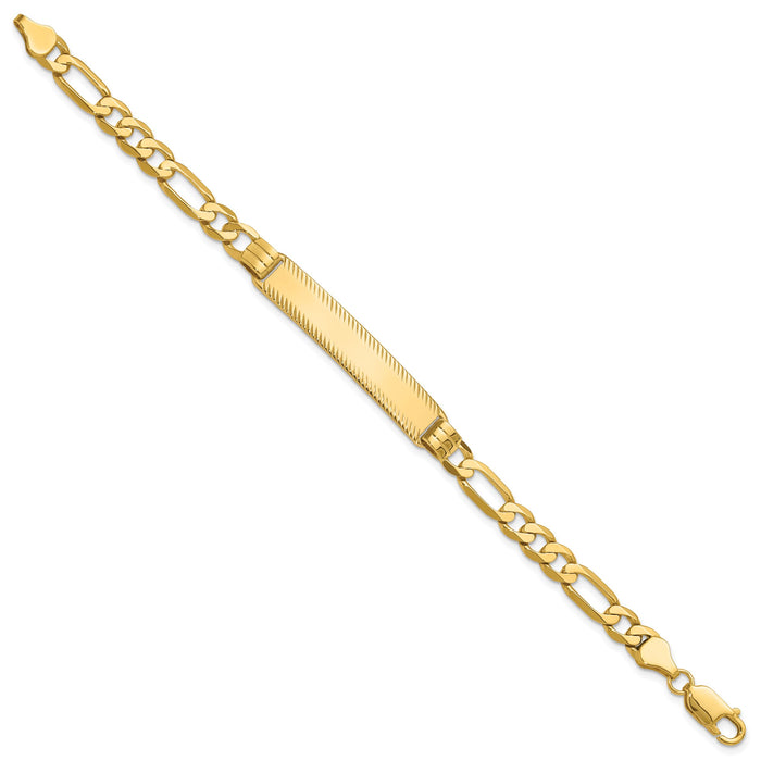 14k Figaro Diamond Cut ID Bracelet-LID102-8