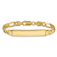 14k Figaro Diamond Cut ID Bracelet-LID102-7