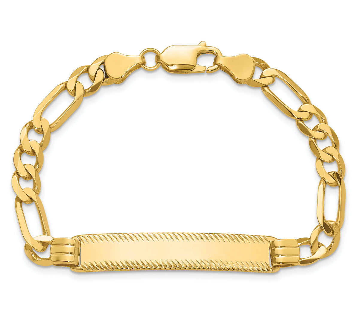 14k Figaro Diamond Cut ID Bracelet-LID102-8