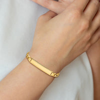 14k Figaro Diamond Cut ID Bracelet-LID102-8