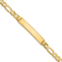 14k Figaro Diamond Cut ID Bracelet-LID102-7