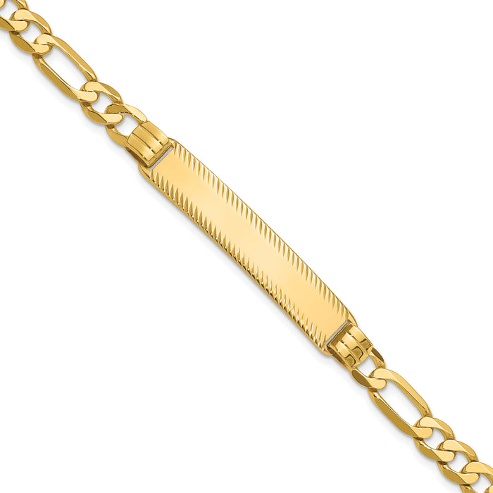 14k Figaro Diamond Cut ID Bracelet-LID102-7
