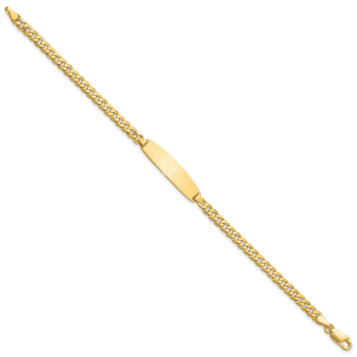 14k Flat Curb Link Rounded ID Bracelet-LID107-7