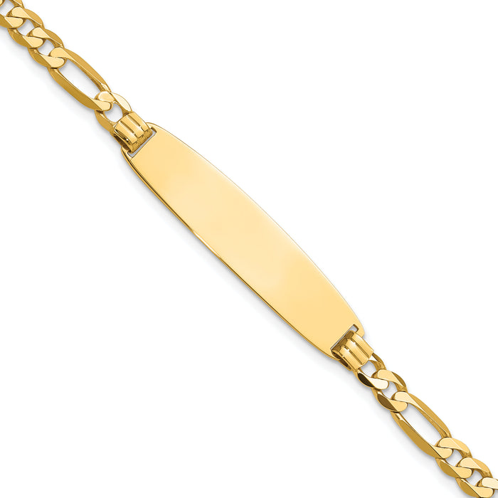 14k Figaro Rounded ID Bracelet-LID108-8