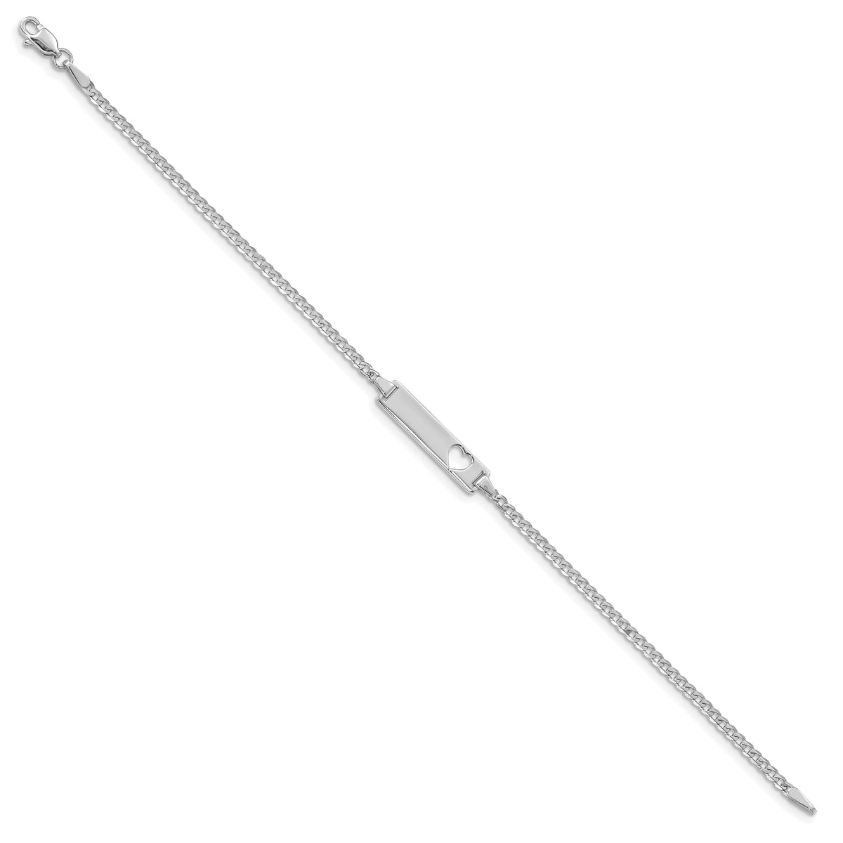 14k WG Cut-out Heart Curb Link ID Bracelet-LID10W-7