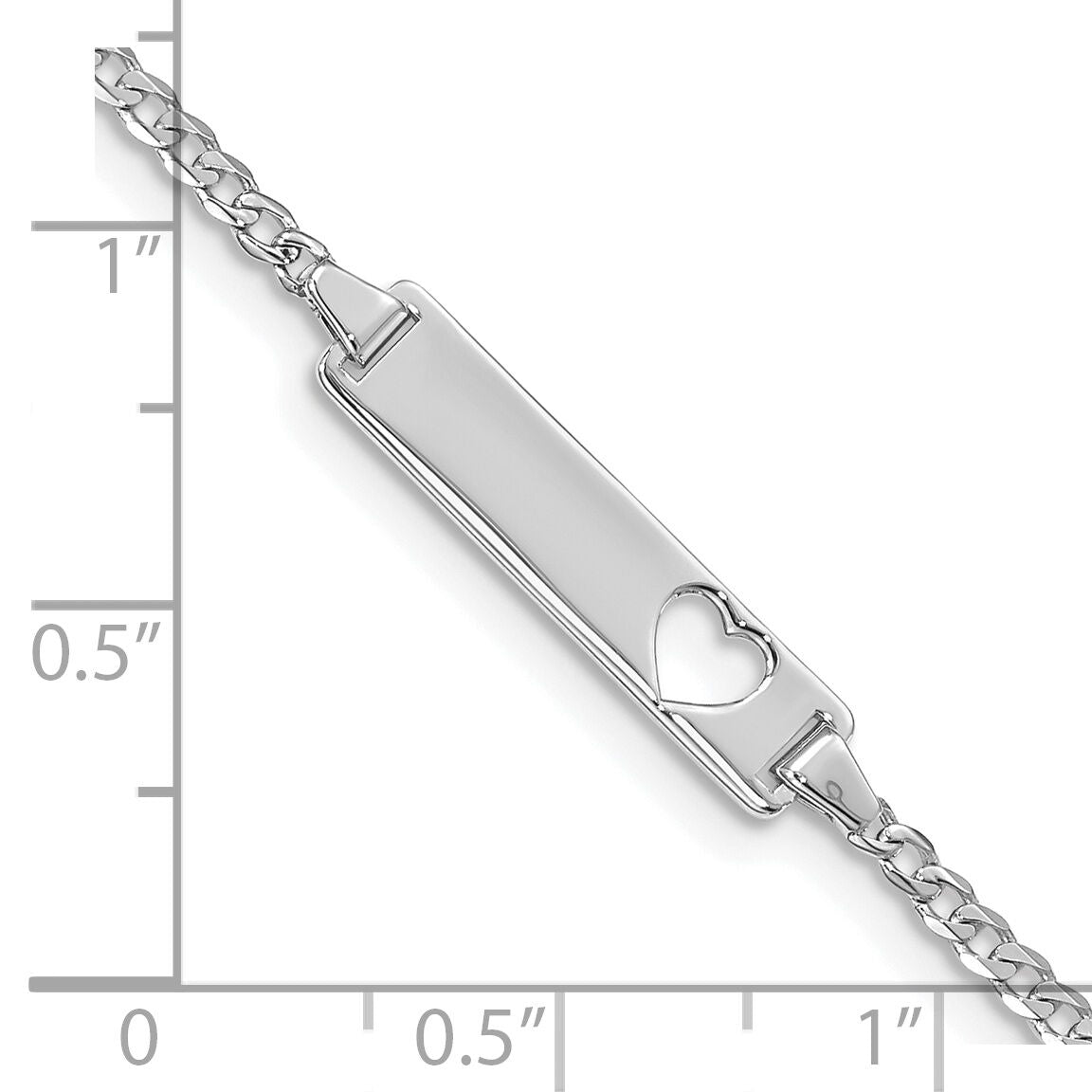 14k WG Cut-out Heart Curb Link ID Bracelet-LID10W-7