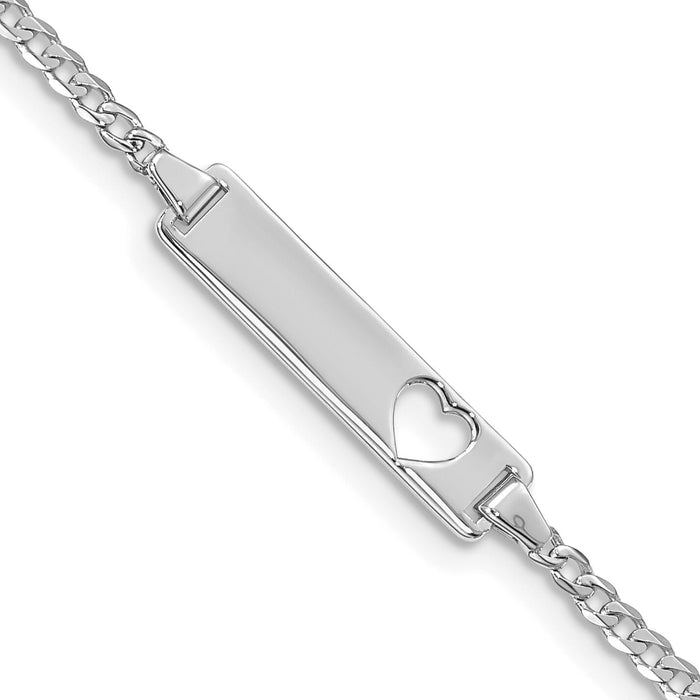 14k WG Cut-out Heart Curb Link ID Bracelet-LID10W-7