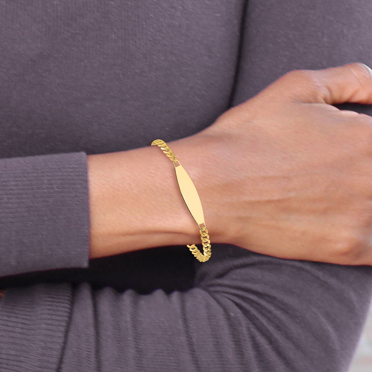 14k Flat Curb Link ID Bracelet-LID113-7