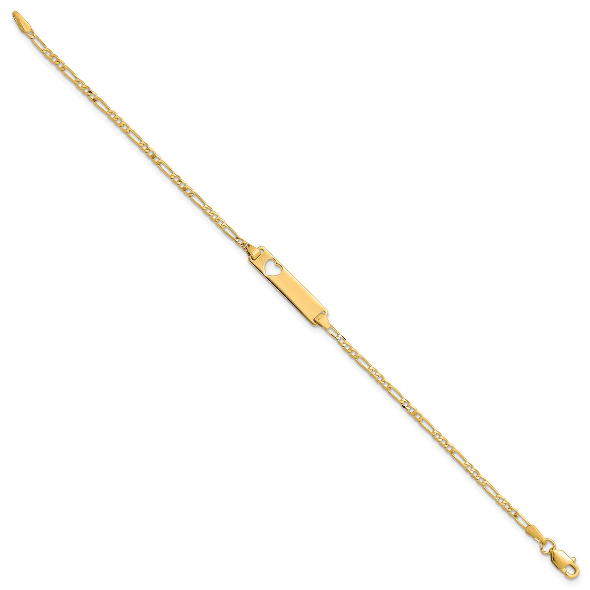 14k Cut-out Heart Figaro Link ID Bracelet-LID6-7
