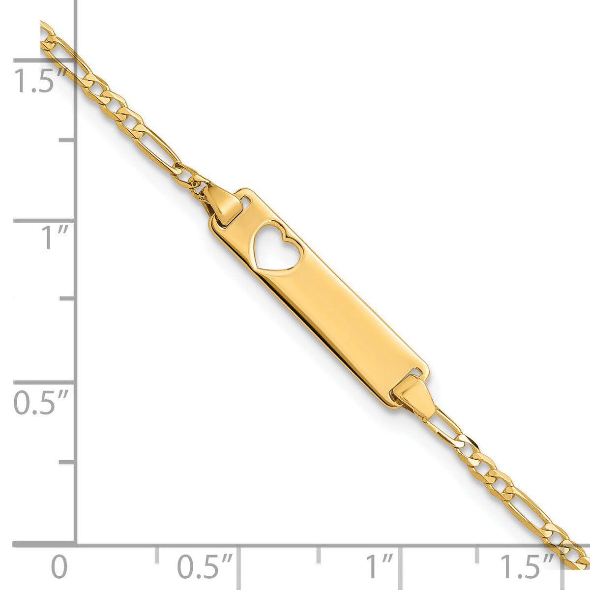 14k Cut-out Heart Figaro Link ID Bracelet-LID6-8