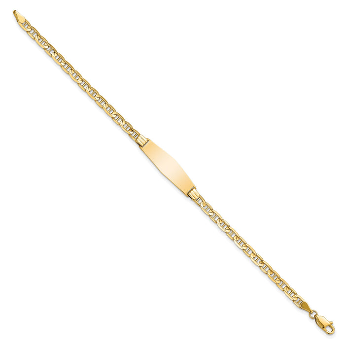 14K Soft Diamond Shape Anchor Link ID Bracelet-LID60C-7