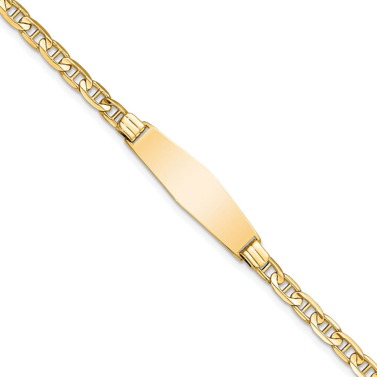 14K Soft Diamond Shape Anchor Link ID Bracelet-LID60C-7