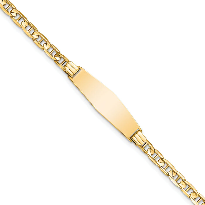 14K Soft Diamond Shape Anchor Link ID Bracelet-LID60C-7