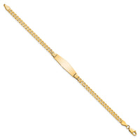14K Soft Diamond Shape Curb Link ID Bracelet-LID61C-7