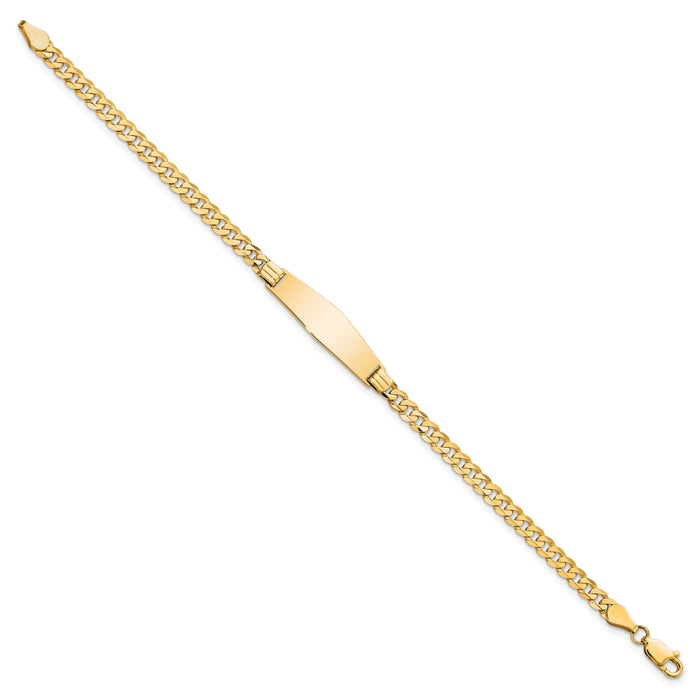 14K Soft Diamond Shape Curb Link ID Bracelet-LID61C-8