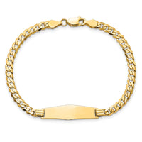 14K Soft Diamond Shape Curb Link ID Bracelet-LID61C-7